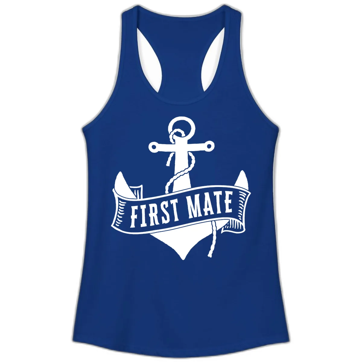 First Mate Anchor Nautical Ladies Tank in Solid Royal