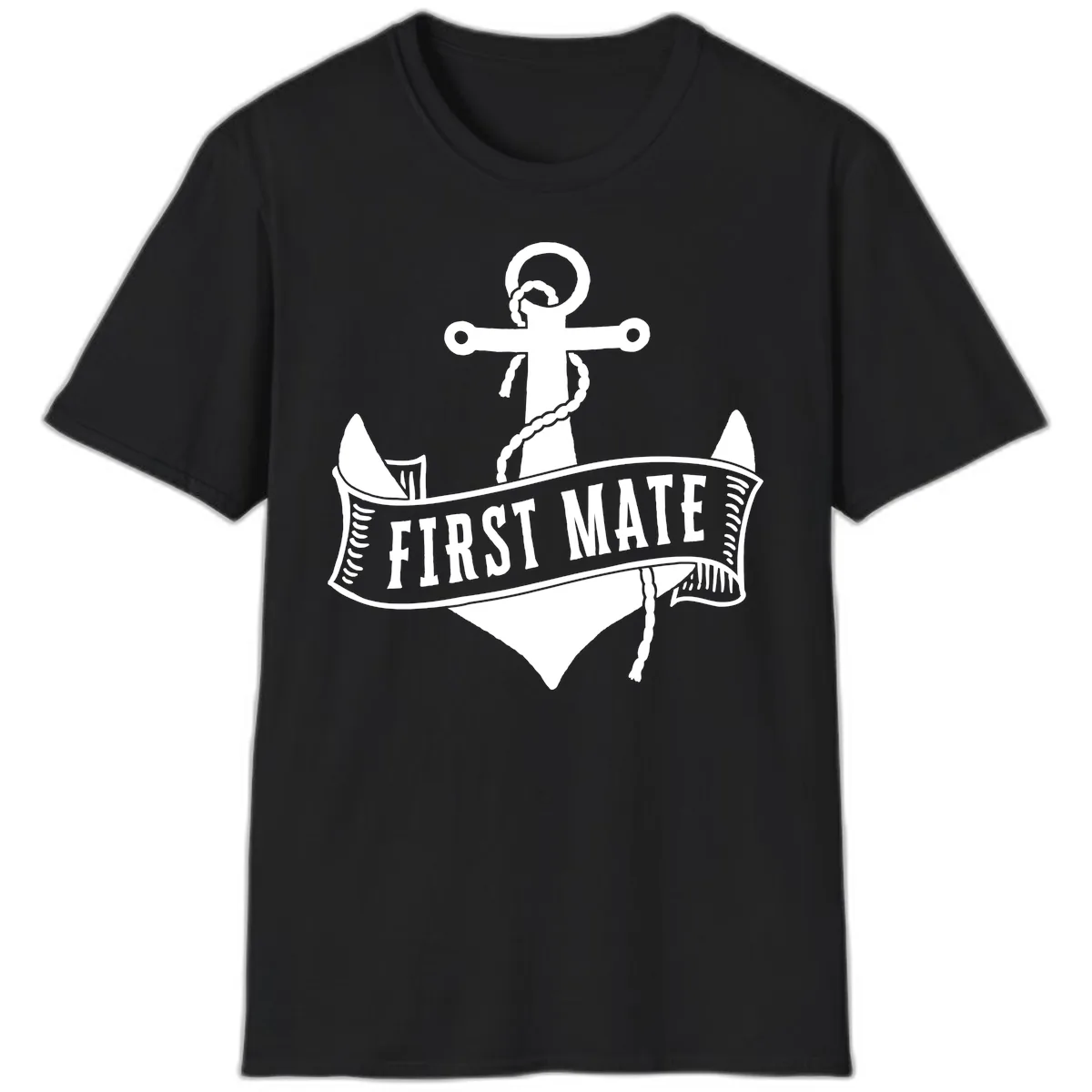 First Mate Anchor Nautical T-Shirt in Black