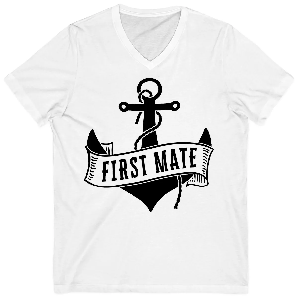First Mate Anchor Nautical V-Neck in White