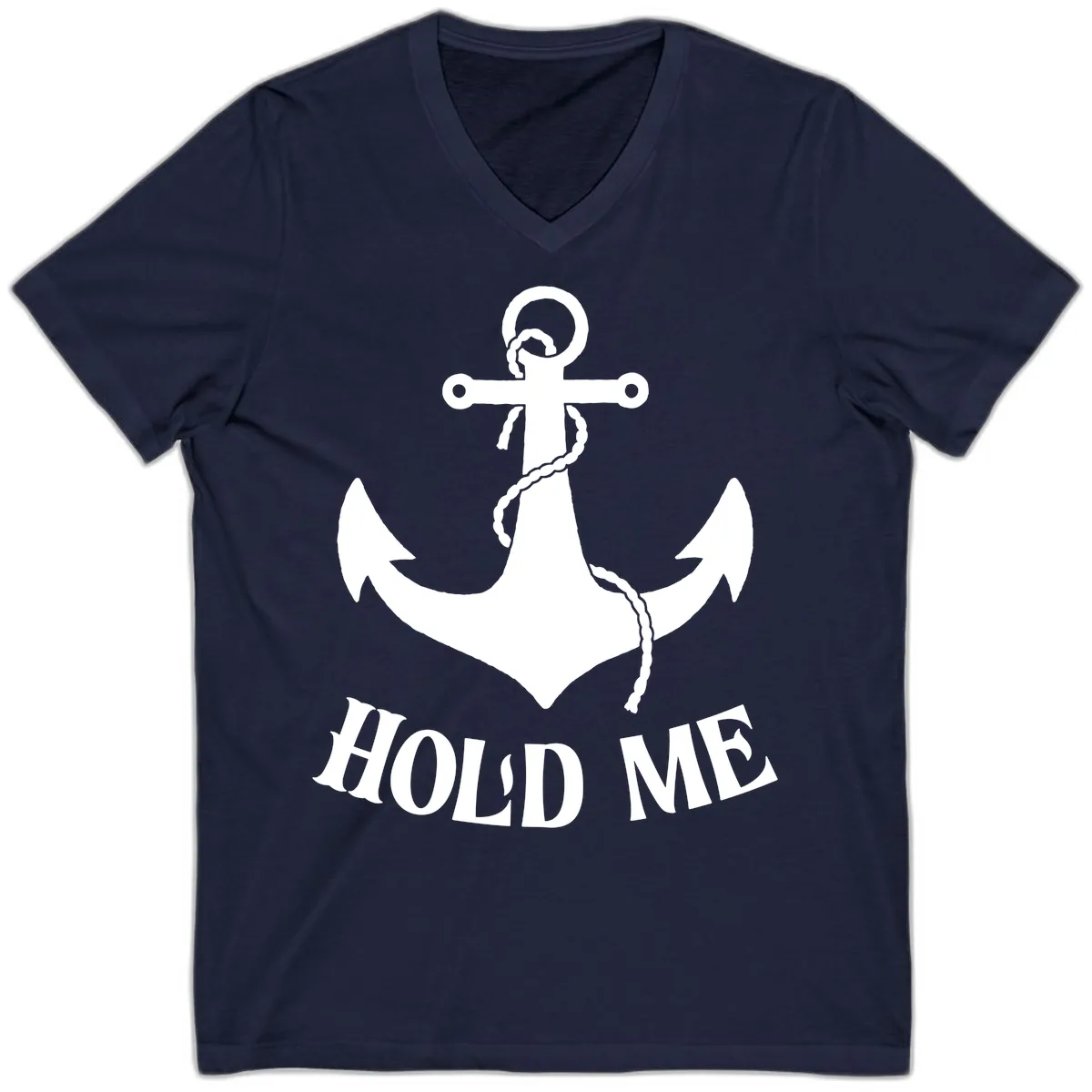 Anchor Hold Me Nautical Design V-Neck in Navy