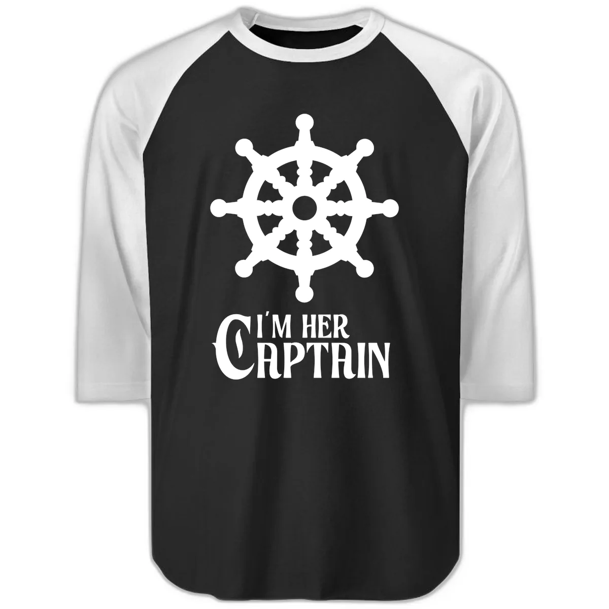 I'm Her Captain Raglan 3/4 in Black White