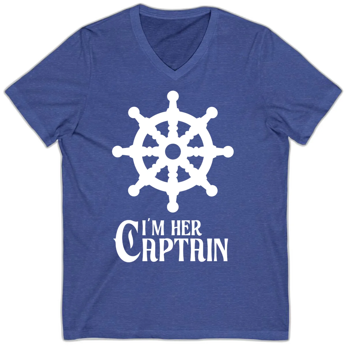 I'm Her Captain V-Neck in Heather True Royal