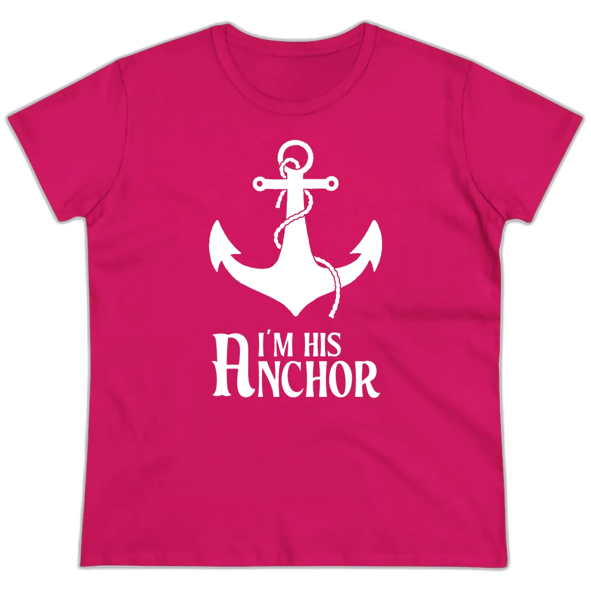 I'm His Anchor Ladies Tee in Heliconia
