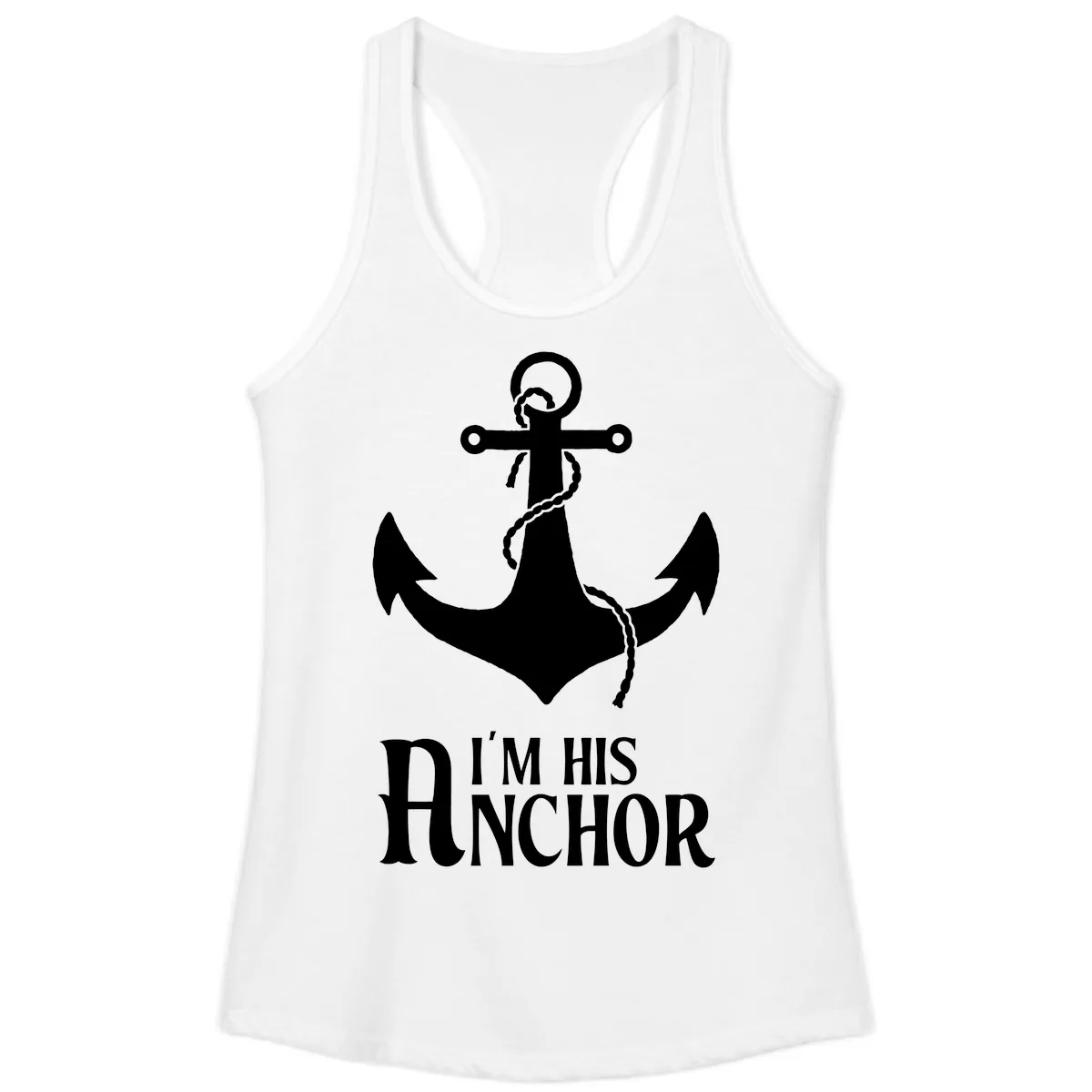 I'm His Anchor Ladies Tank in White