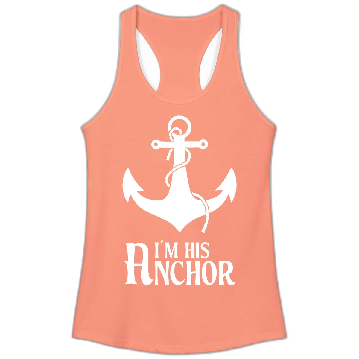 I'm His Anchor Ladies Tank in Solid Light Orange