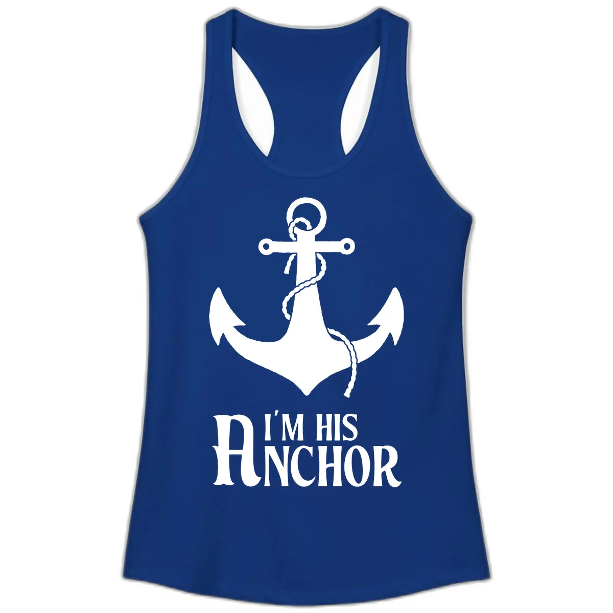 I'm His Anchor Ladies Tank in Solid Royal