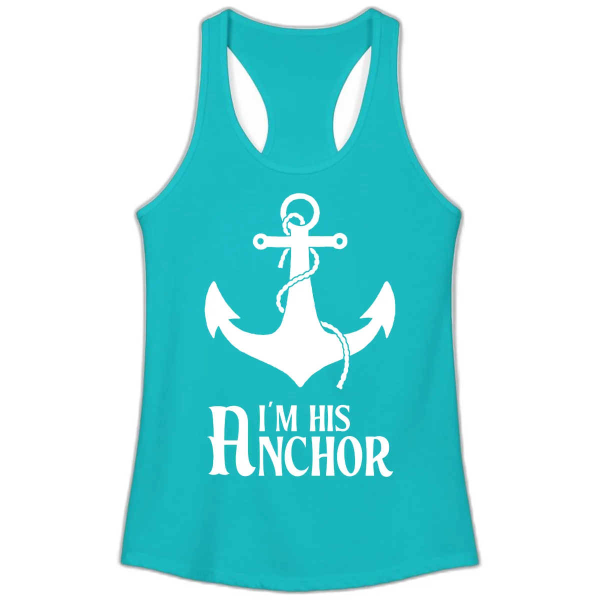 I'm His Anchor Ladies Tank in Tahiti Blue