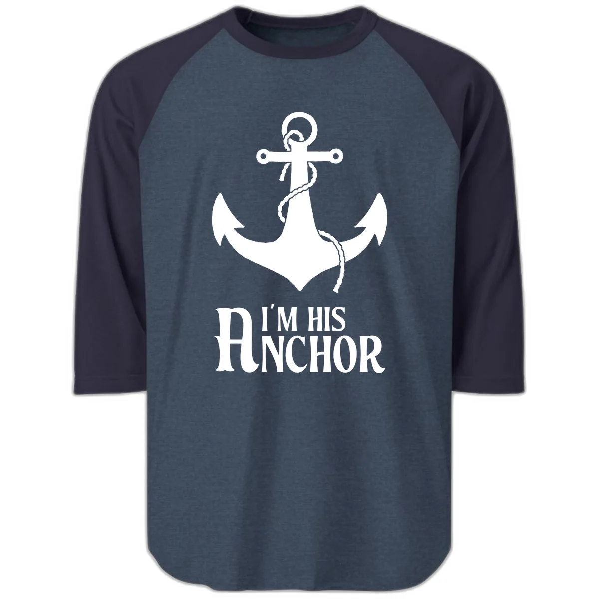 I'm His Anchor Raglan 3/4 in Heather Denim Navy