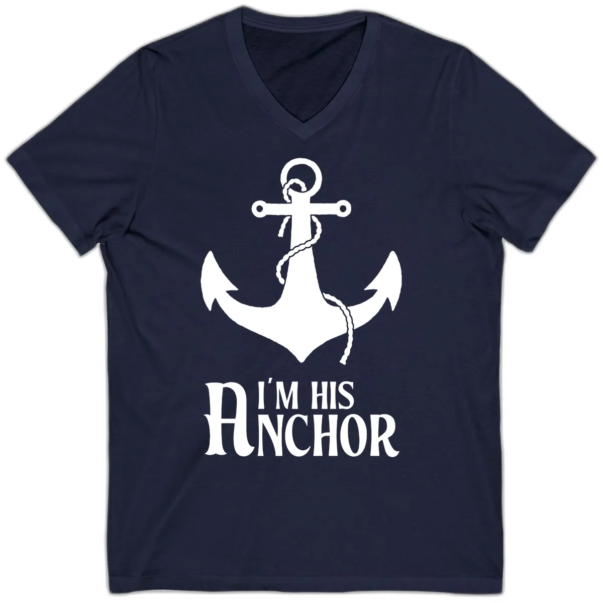 I'm His Anchor V-Neck in Navy