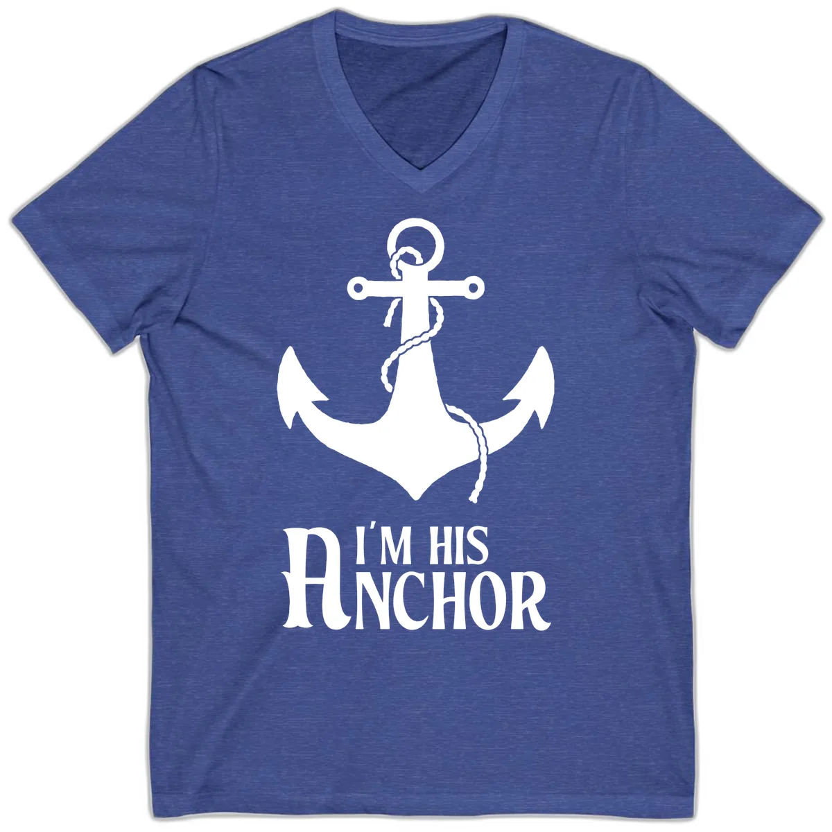 I'm His Anchor V-Neck in Heather True Royal