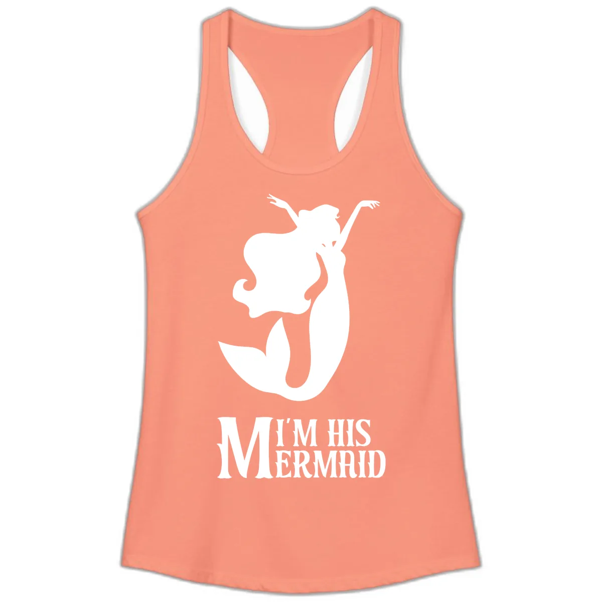 I'm His Mermaid Ladies Tank in Solid Light Orange