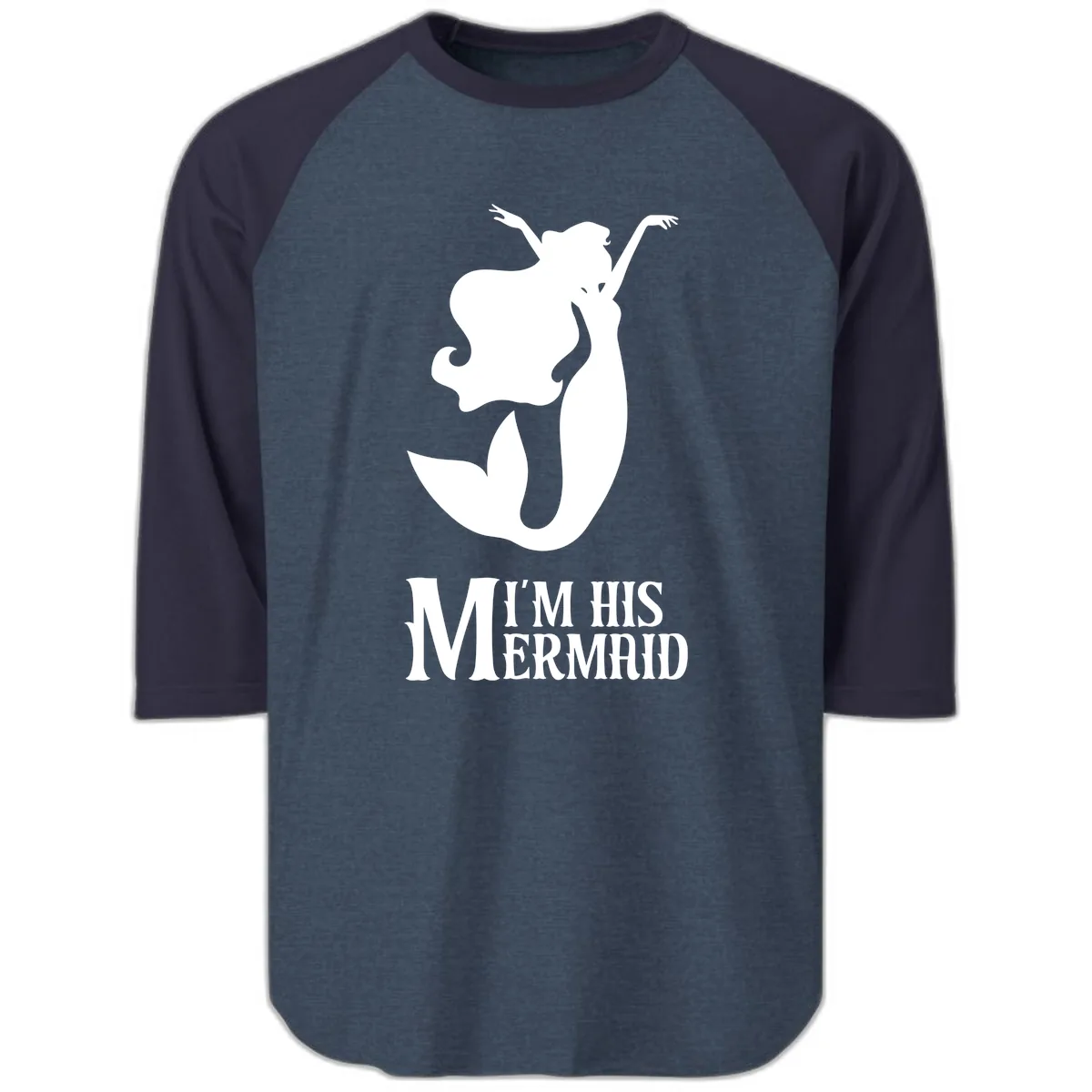 I'm His Mermaid Raglan 3/4 in Heather Denim Navy