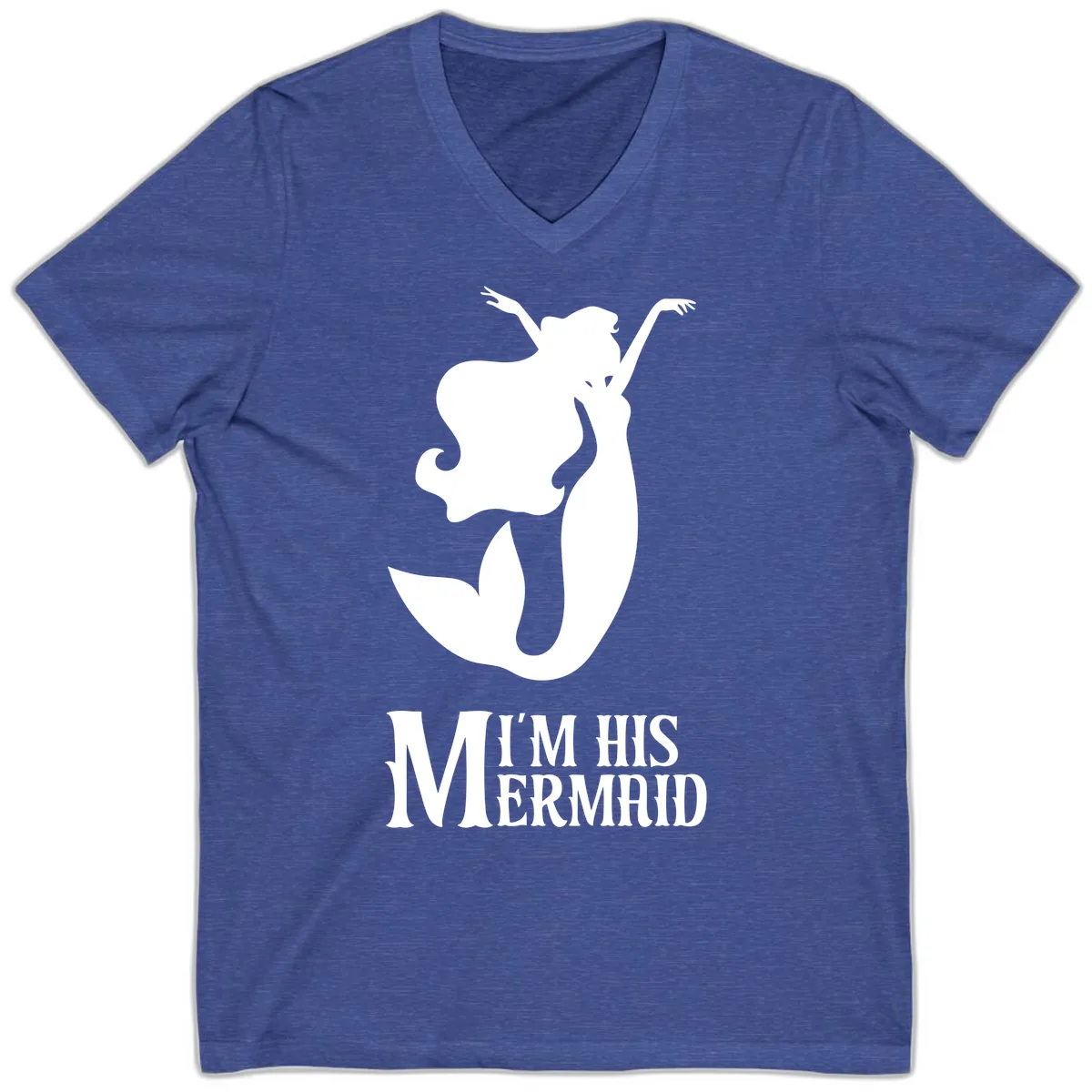 I'm His Mermaid V-Neck in Heather True Royal