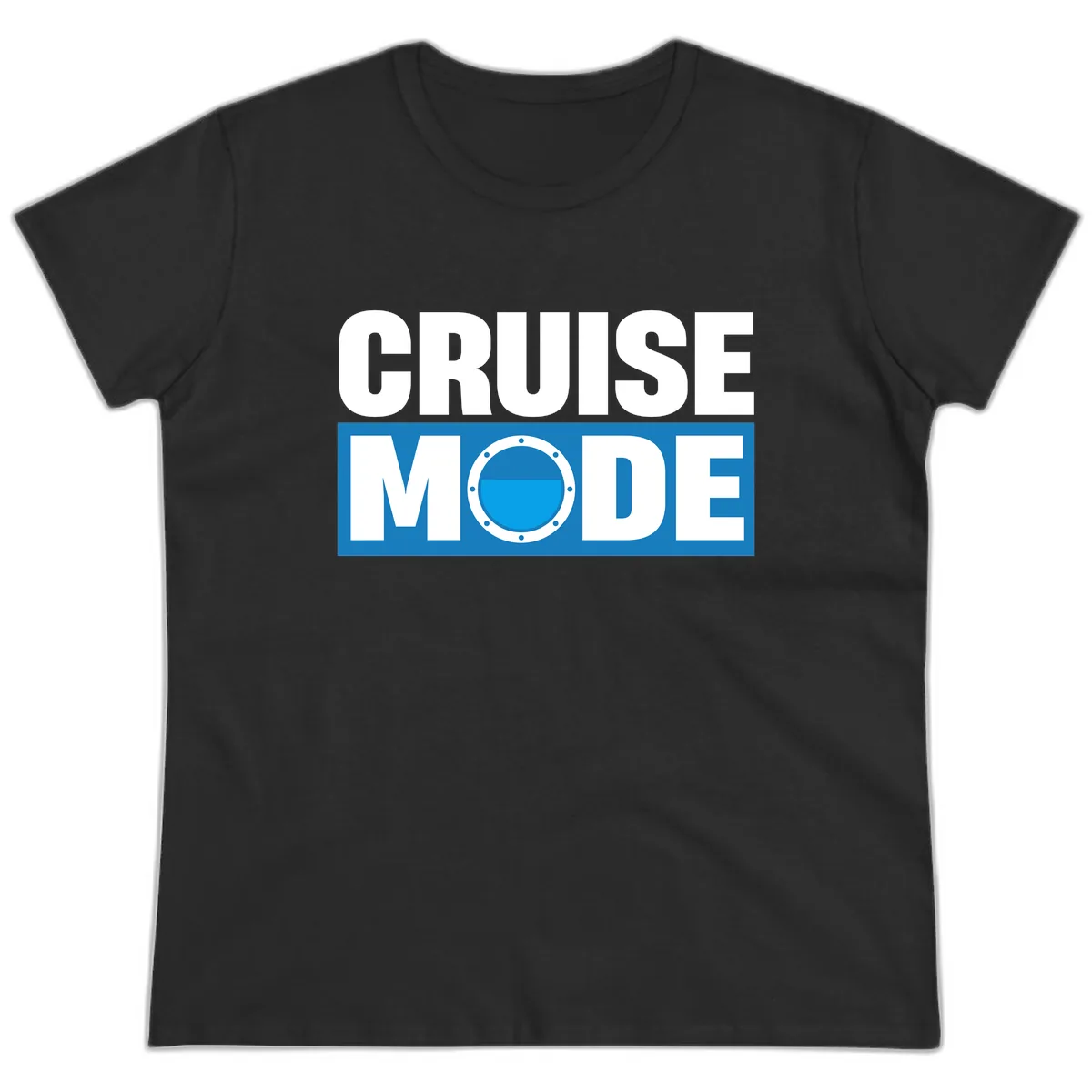 Cruise Mode Porthole Ladies Tee in Black