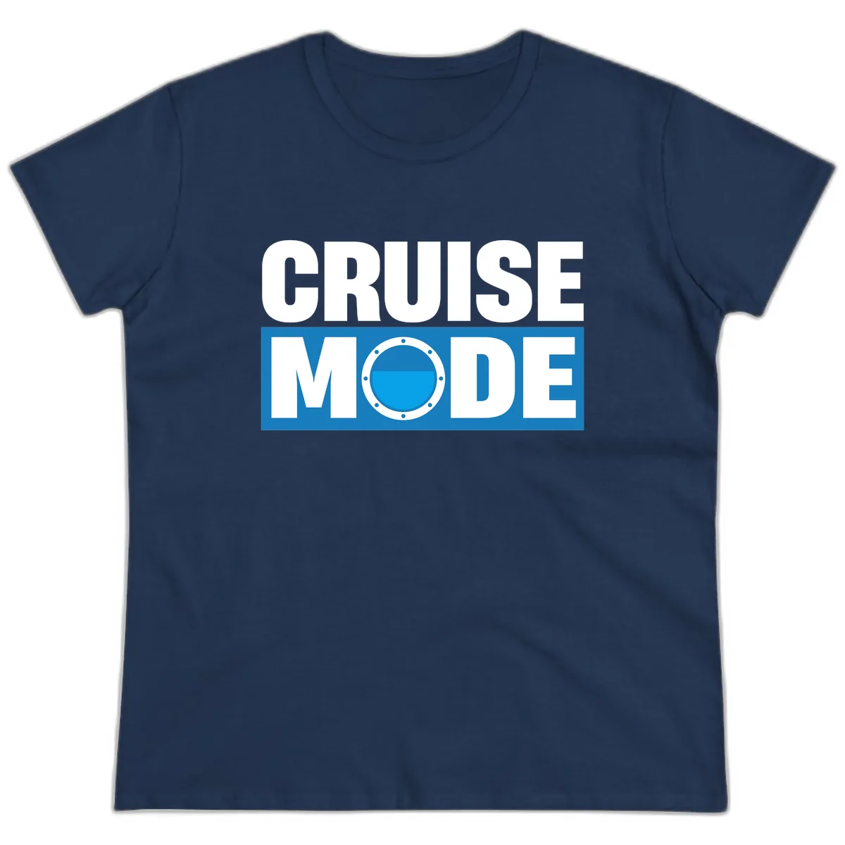Cruise Mode Porthole Ladies Tee in Navy