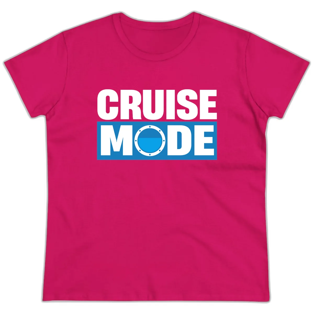 Cruise Mode Porthole Ladies Tee in Heliconia
