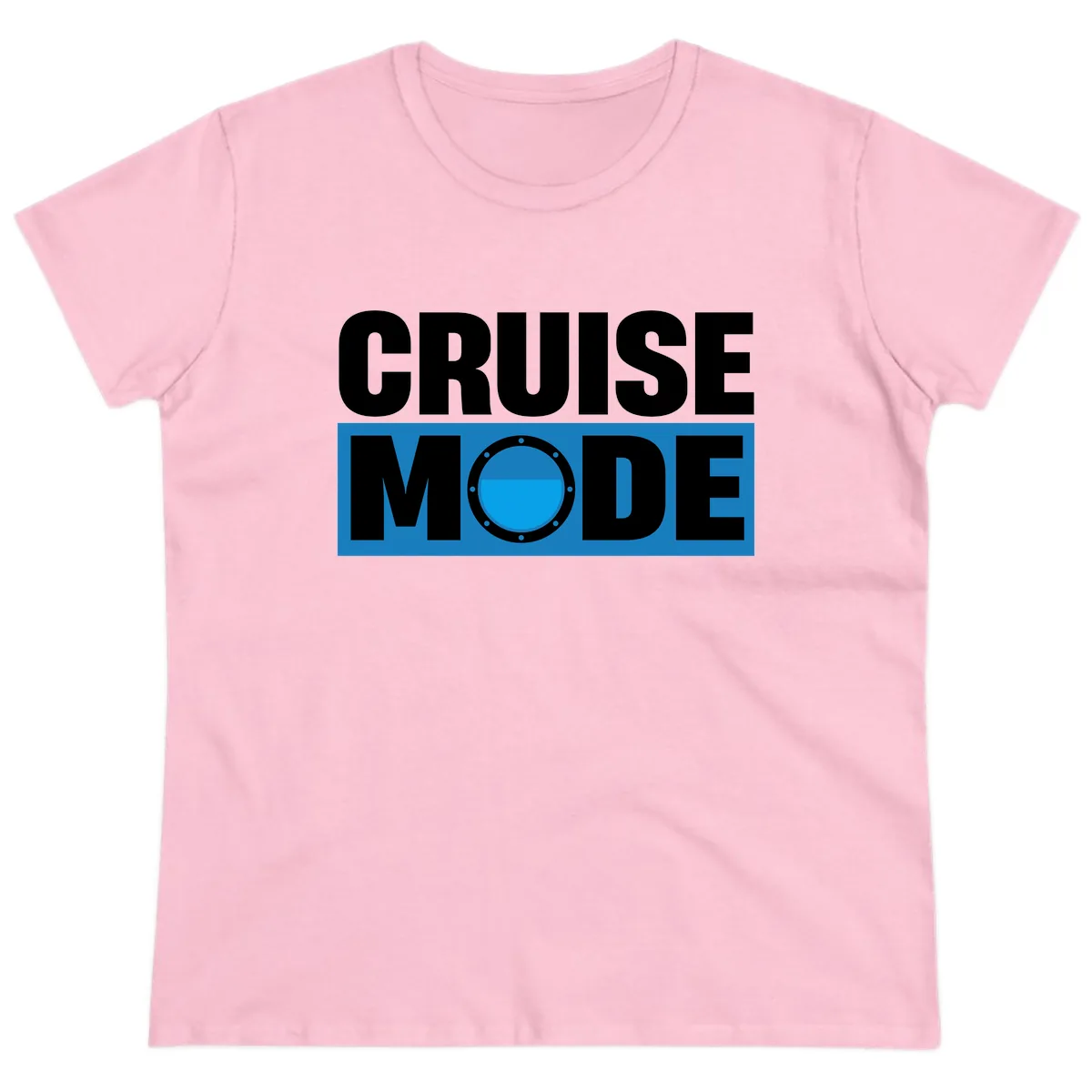 Cruise Mode Porthole Ladies Tee in Light Pink