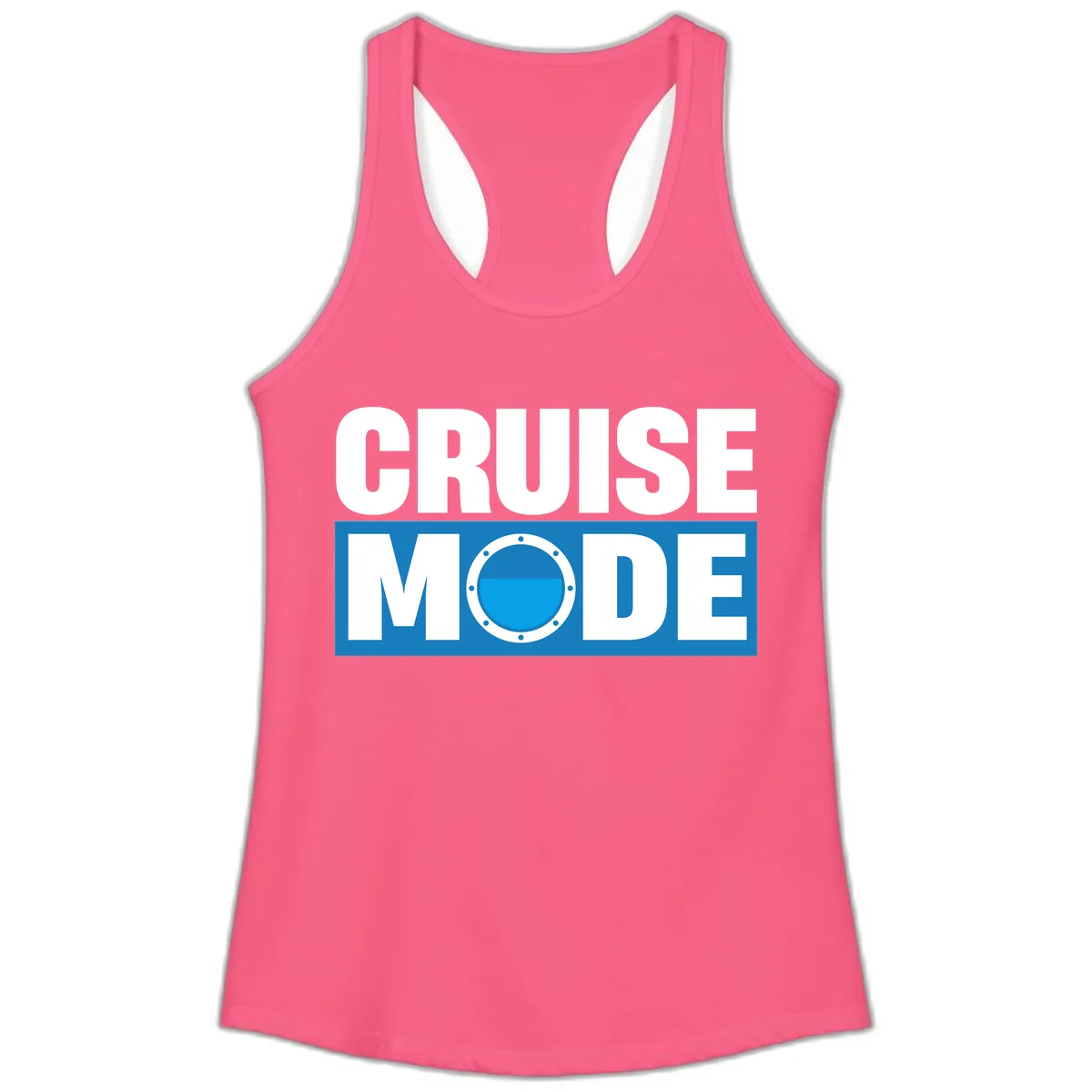 Cruise Mode Porthole Ladies Tank in Solid Hot Pink