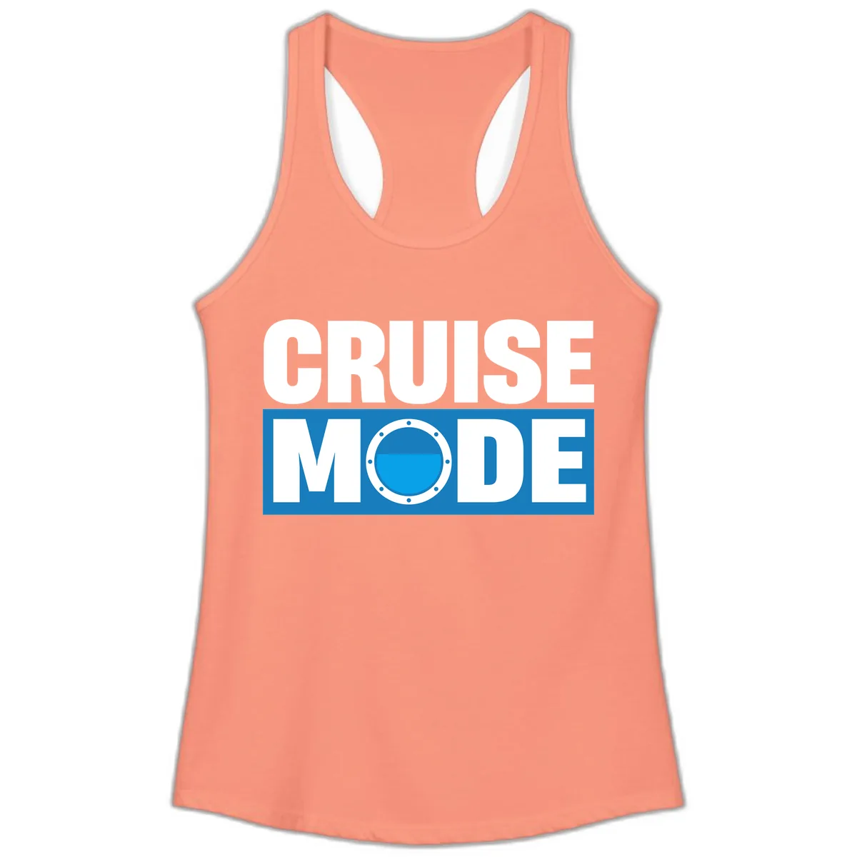 Cruise Mode Porthole Ladies Tank in Solid Light Orange