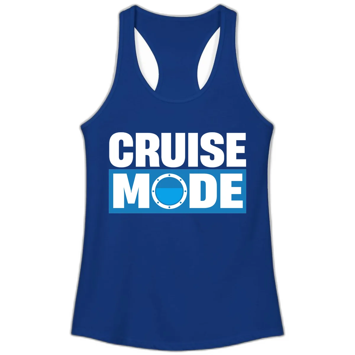 Cruise Mode Porthole Ladies Tank in Solid Royal