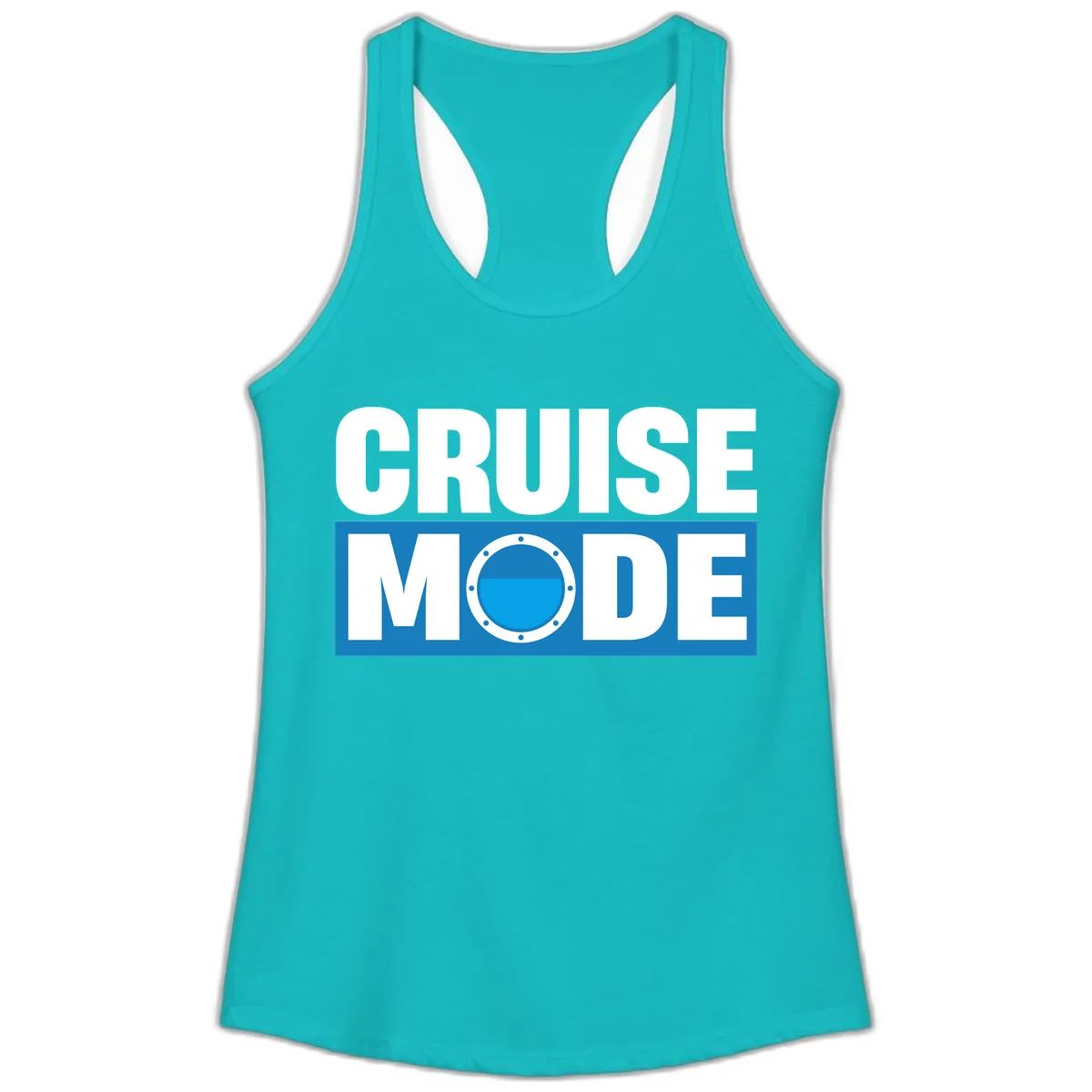 Cruise Mode Porthole Ladies Tank in Tahiti Blue