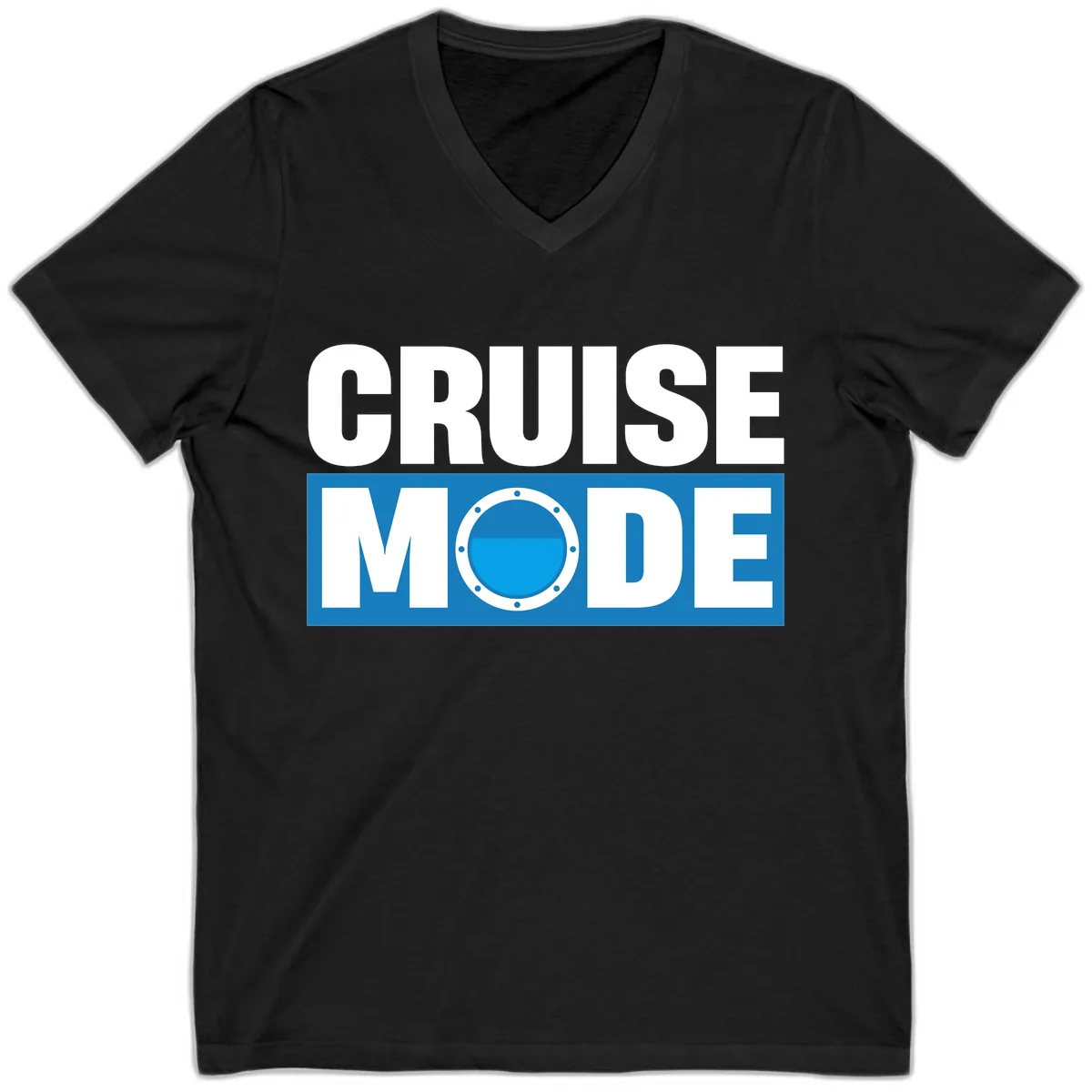 Cruise Mode Porthole V-Neck in Black