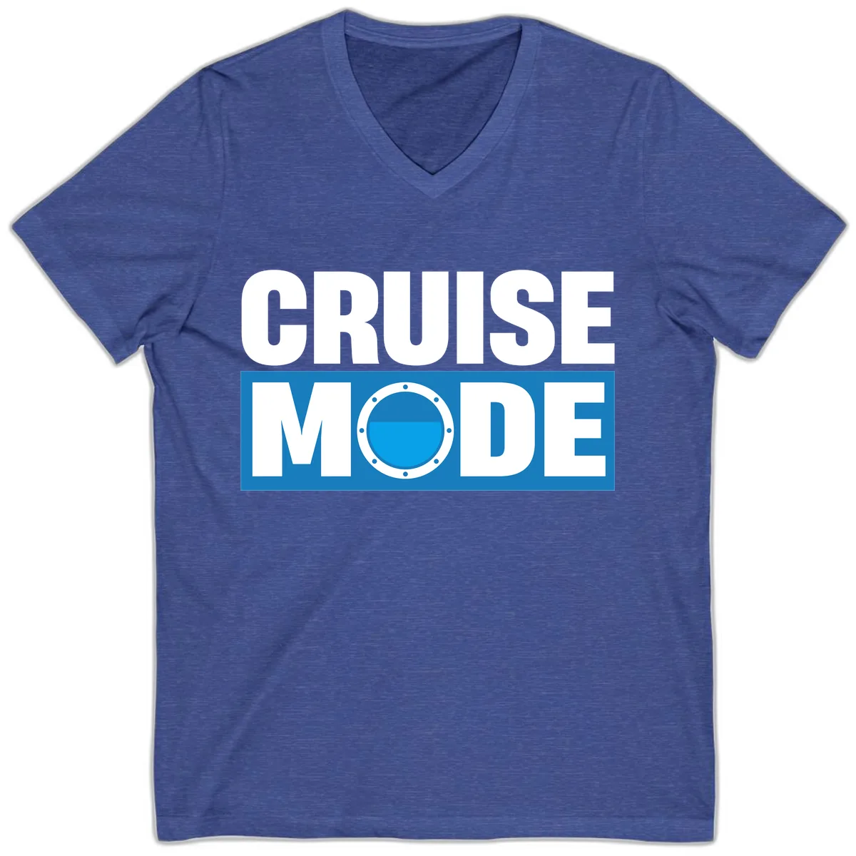 Cruise Mode Porthole V-Neck in Heather True Royal