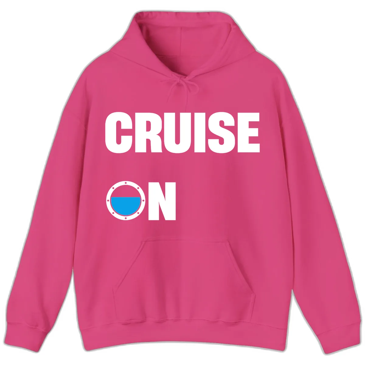 Cruise On Porthole Hoodie in Heliconia