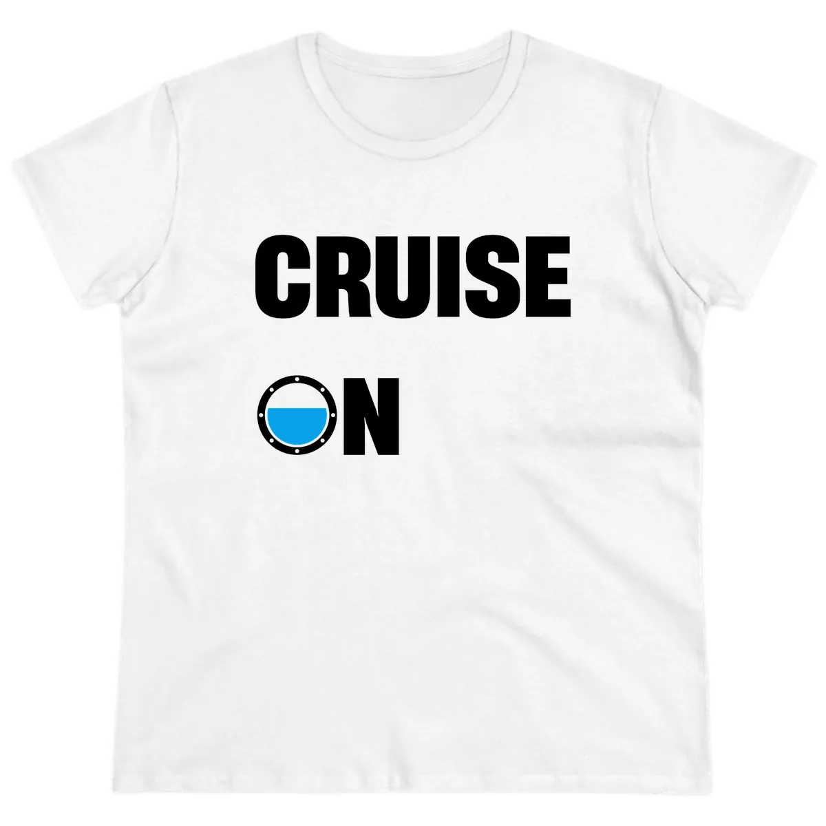 Cruise On Porthole Ladies Tee in White