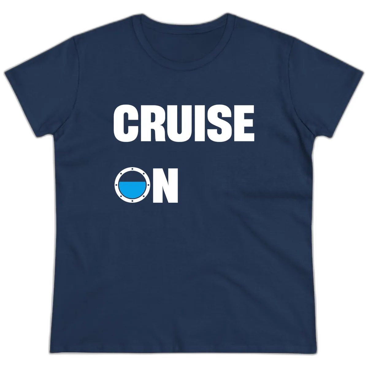 Cruise On Porthole Ladies Tee in Navy