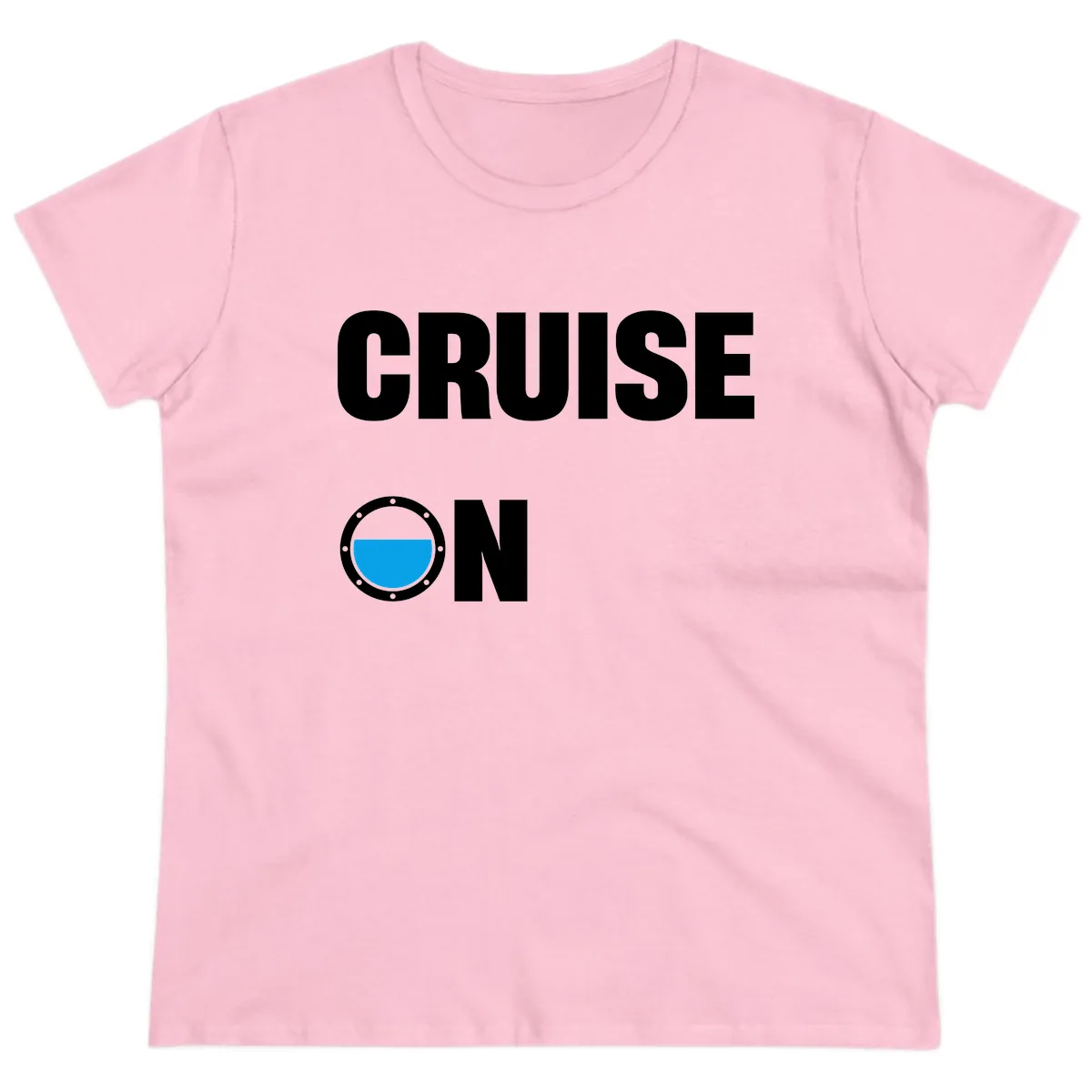 Cruise On Porthole Ladies Tee in Light Pink