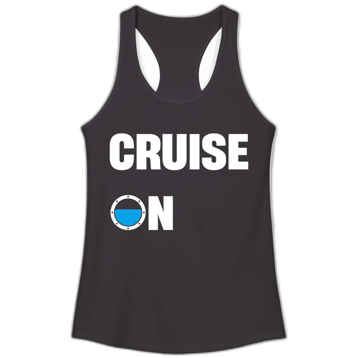 Cruise On Porthole Ladies Tank in Black