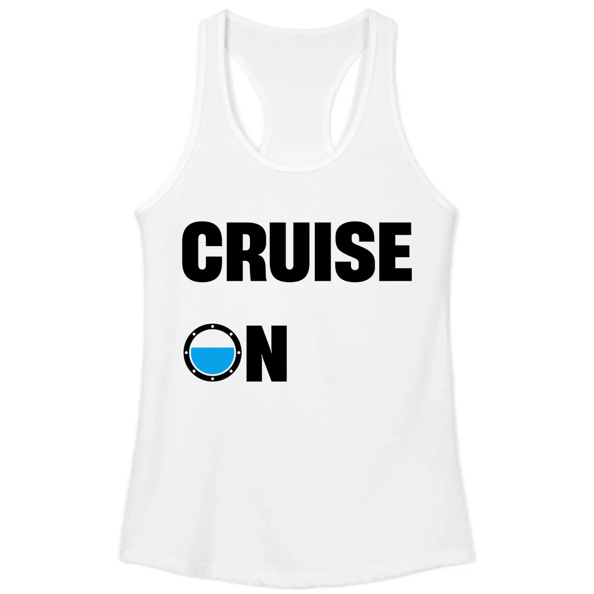 Cruise On Porthole Ladies Tank in White