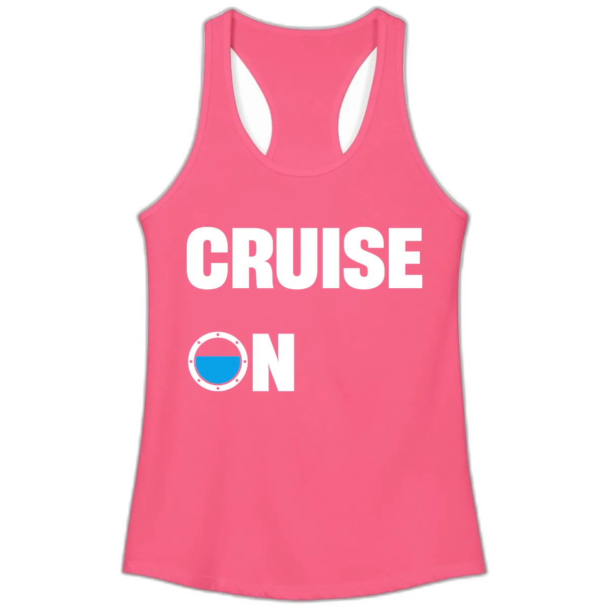 Cruise On Porthole Ladies Tank in Solid Hot Pink