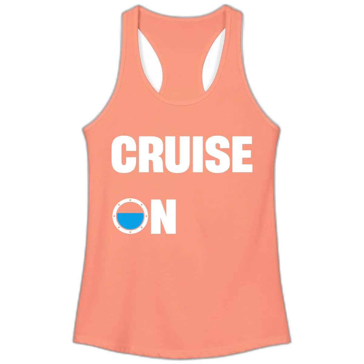 Cruise On Porthole Ladies Tank in Solid Light Orange