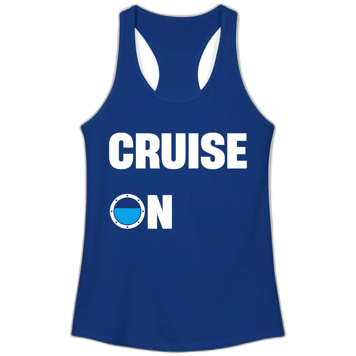 Cruise On Porthole Ladies Tank in Solid Royal