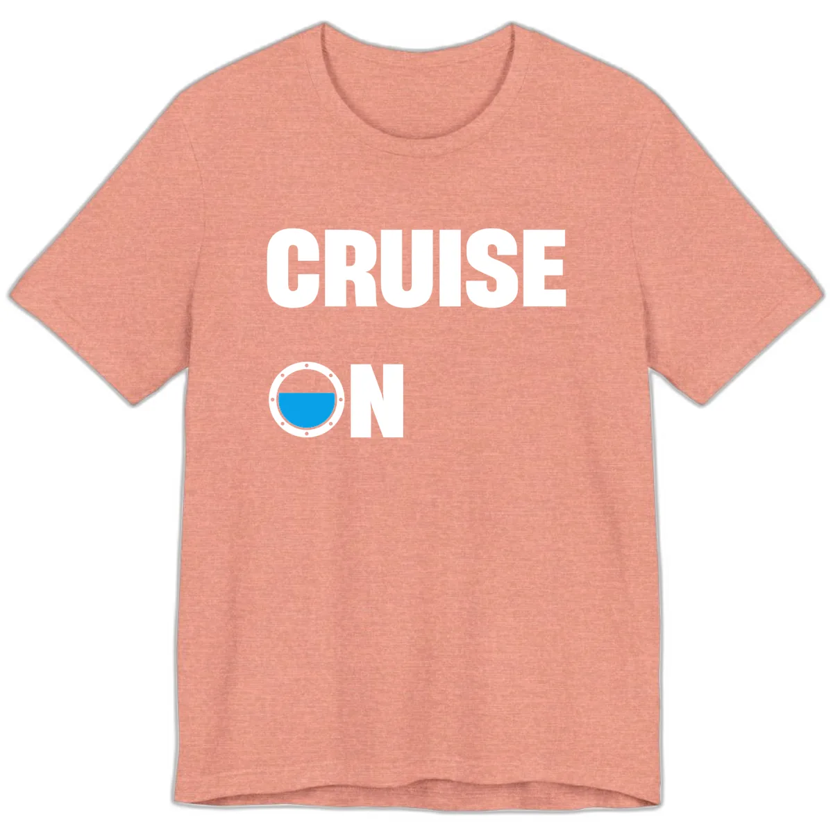 Cruise On Porthole Premium T-Shirt in Heather Sunset
