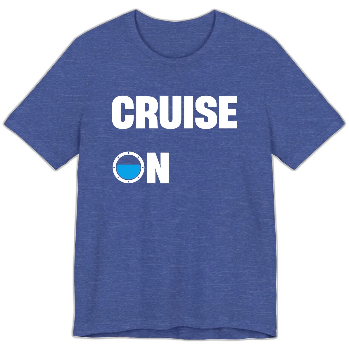 Cruise On Porthole Premium T-Shirt in Heather True Royal