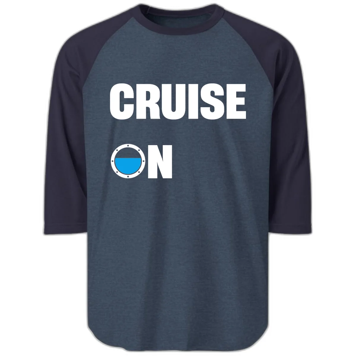 Cruise On Porthole Raglan 3/4 in Heather Denim Navy