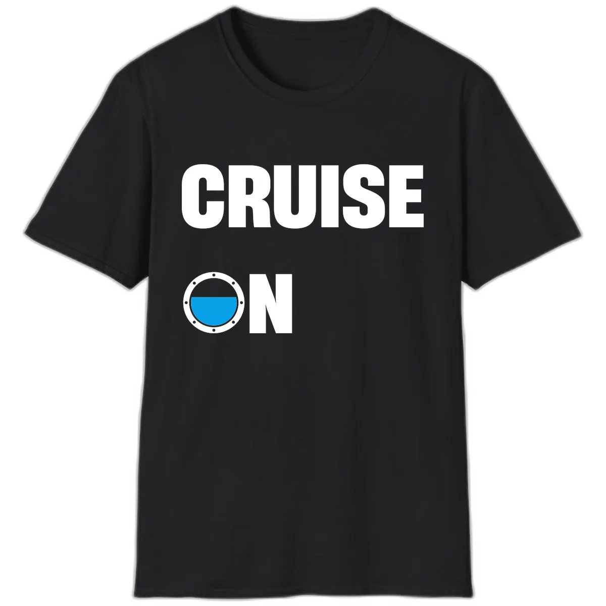 Cruise On Porthole T-Shirt in Black