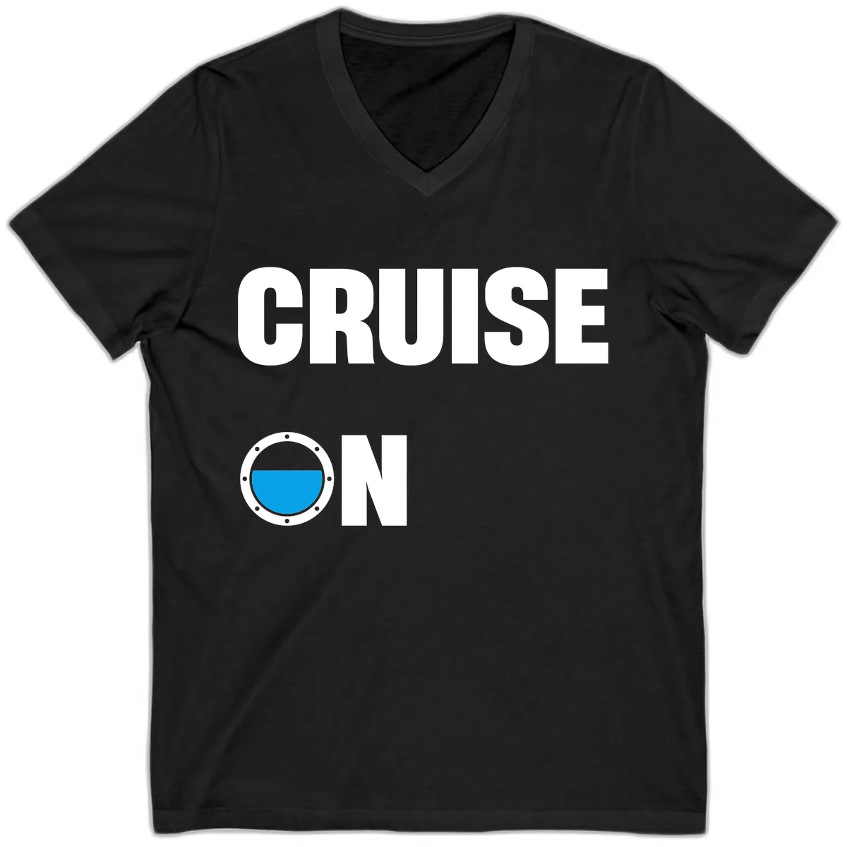 Cruise On Porthole V-Neck in Black