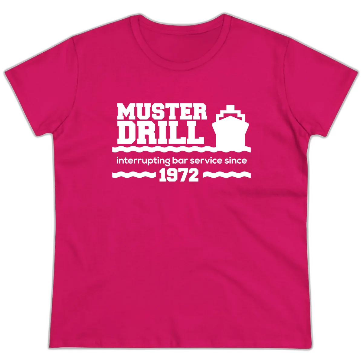 Muster Drill Interrupting Bar Service Since 1972 Ladies Tee in Heliconia