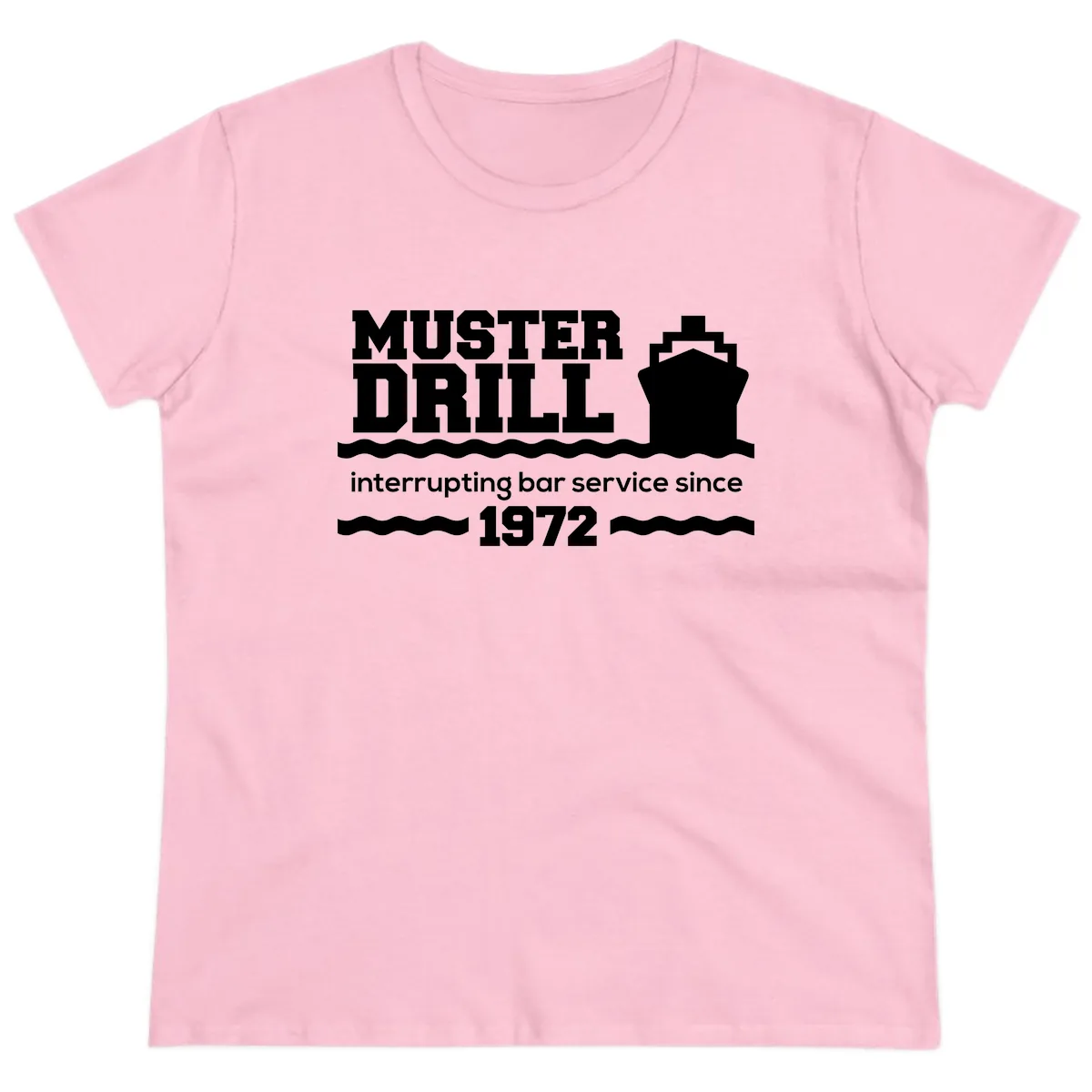Muster Drill Interrupting Bar Service Since 1972 Ladies Tee in Light Pink