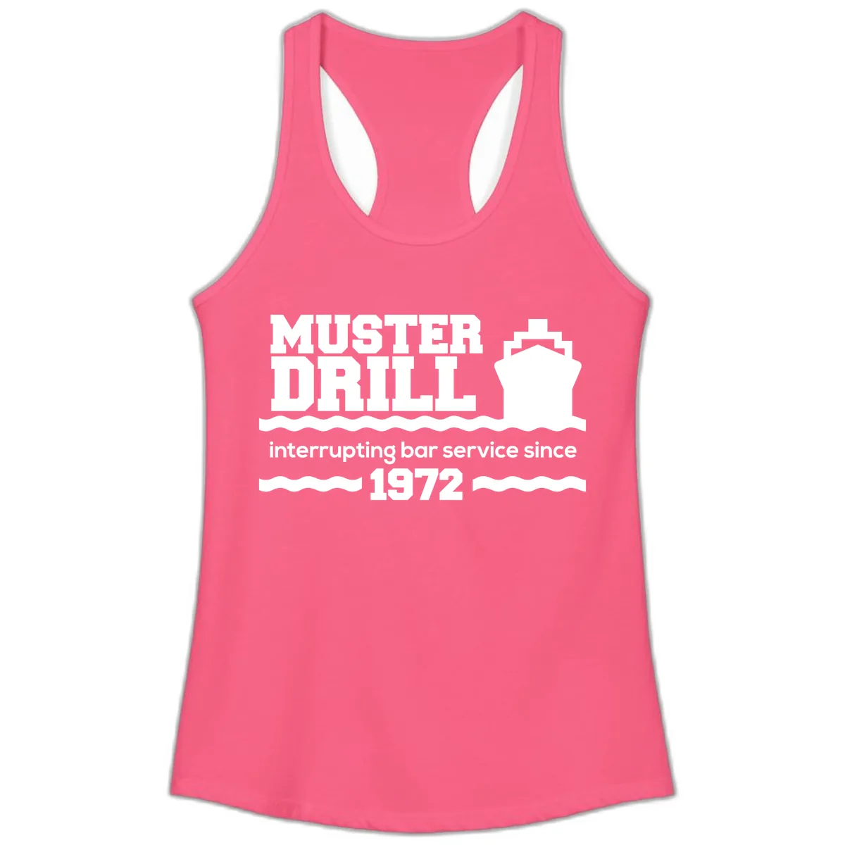 Muster Drill Interrupting Bar Service Since 1972 Ladies Tank in Solid Hot Pink