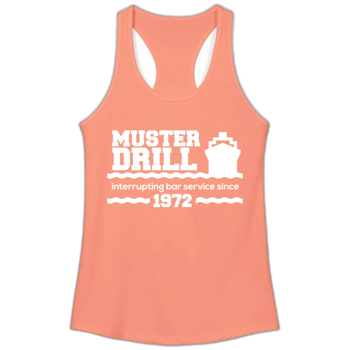 Muster Drill Interrupting Bar Service Since 1972 Ladies Tank in Solid Light Orange