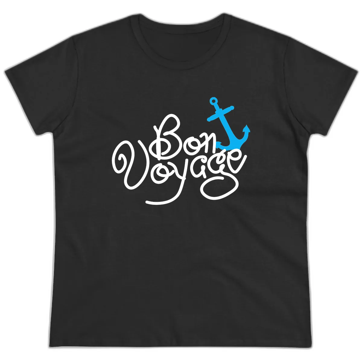 On Board Voyage Anchor Ladies Tee in Black
