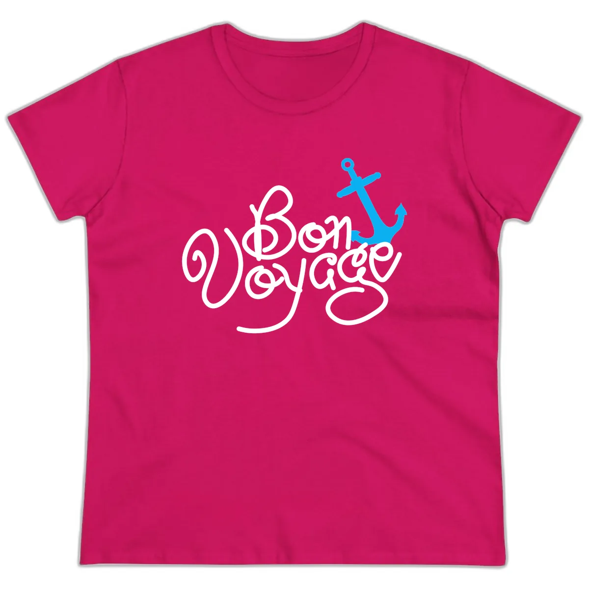 On Board Voyage Anchor Ladies Tee in Heliconia