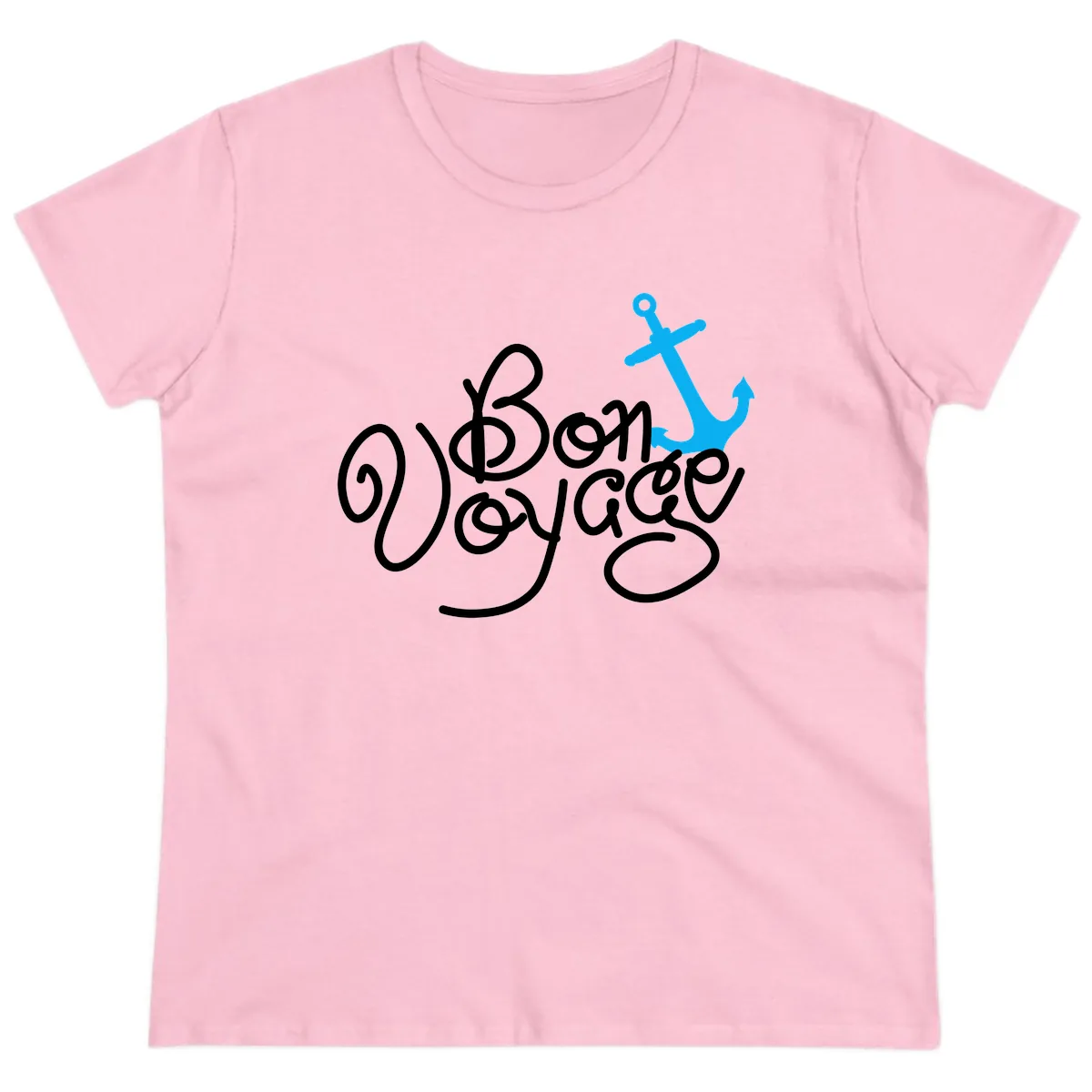On Board Voyage Anchor Ladies Tee in Light Pink