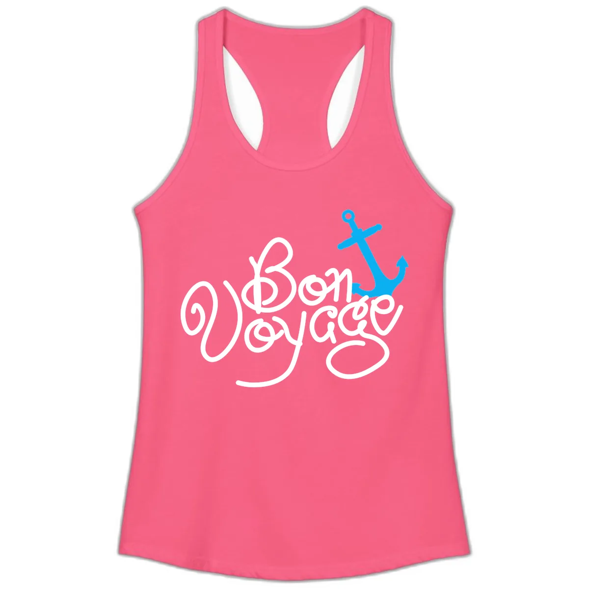On Board Voyage Anchor Ladies Tank in Solid Hot Pink