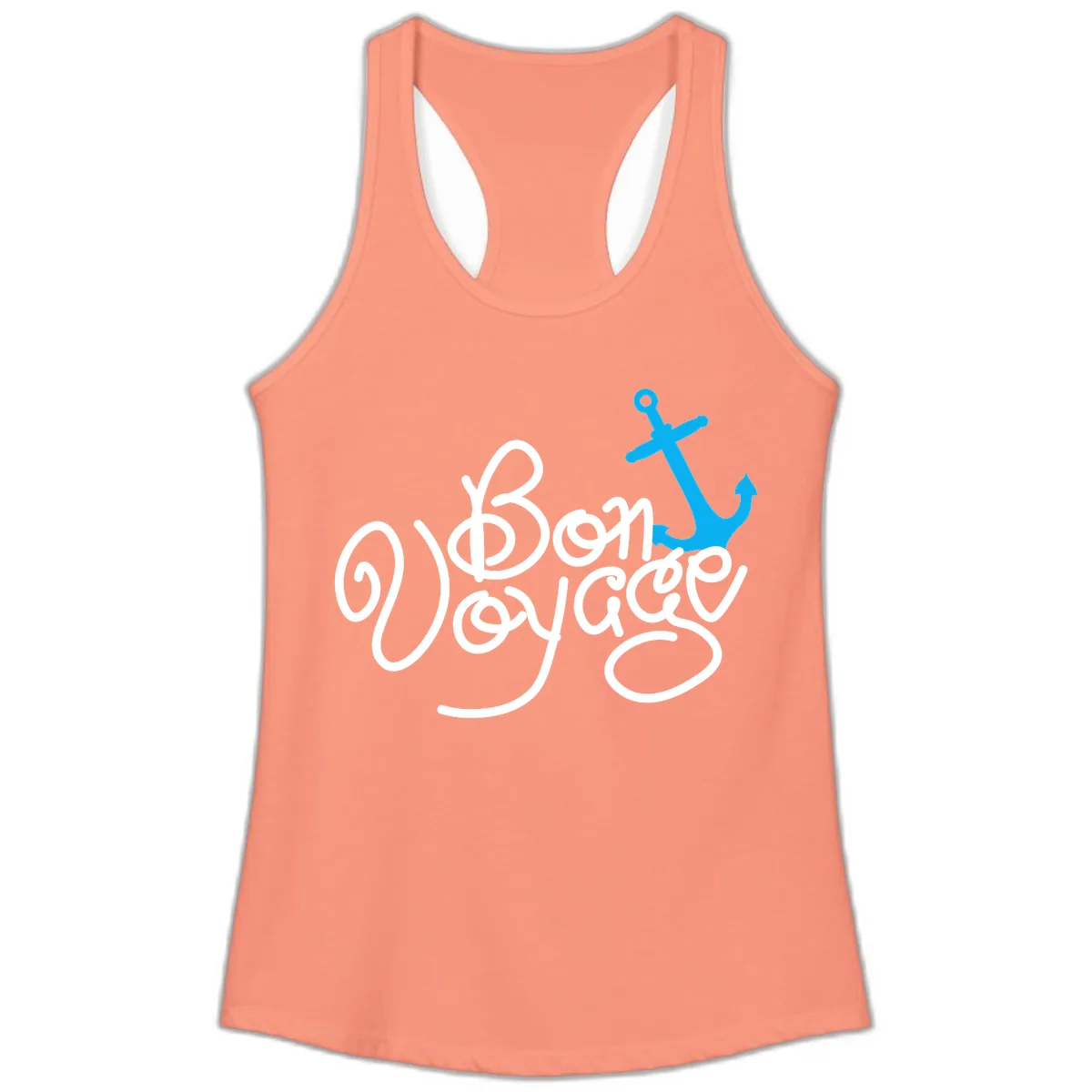 On Board Voyage Anchor Ladies Tank in Solid Light Orange